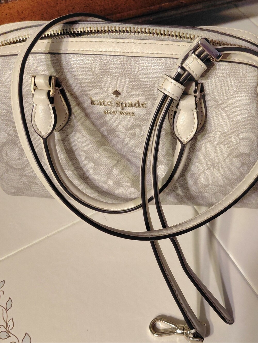 Kate Spade Tote Mini Wristlet Wallet 4 pc Spade Pattern Woven In Northern Italy - Picture 6 of 13